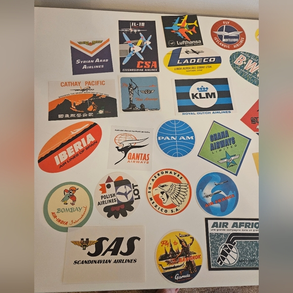 Airline Luggage Decals Original Antique x 40 - Picture 2 of 11